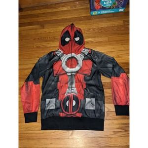 Deadpool sweatshirt full zip with see through hood face mask